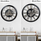 The B-Style Large Real Moving Gears Wall Clock 30 inch Rustic Retro Industrial - Image 2