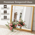 Syndra Square Natural Wood Frame Bathroom Mirror, Waterproof Slim Deep Frame - Image 7
