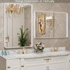 LOAAO 40x32 Inch White Metal Framed Bathroom Mirror - Image 3