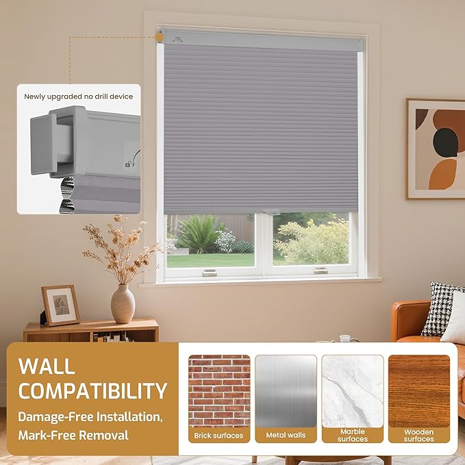 Grandekor No Drill No Tools Cordless Cellular Shades, UV Protection Privacy No - Image 8