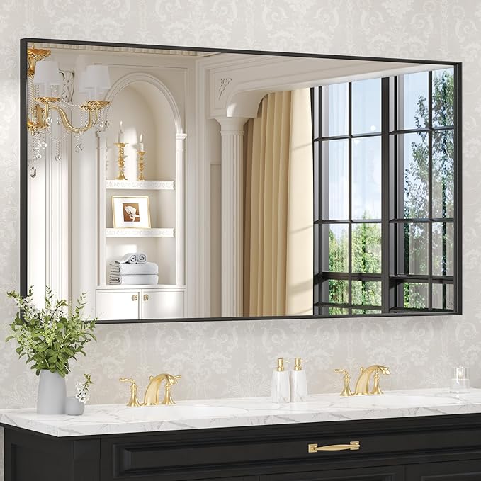 LOAAO Black Bathroom Mirror 50"X30" by LOAAO