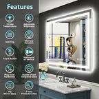38x38 LED Bathroom Mirror with Lights, Backlit and Front Lit Anti-Fog Lighted - Image 2