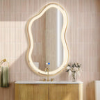 Irregular Led Backlit Bathroom Mirror -26"x46" Single Piece, Asymmetrical Cloud - Image 4