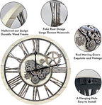 The B-Style Large Real Moving Gears Wall Clock 30 inch Rustic Retro Industrial - Image 4