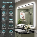 40x38 Black Framed LED Bathroom Mirror - Image 2