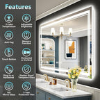 50x40 LED Bathroom Mirror with Lights, Backlit and Front Lit Anti-Fog Lighted - Image 2