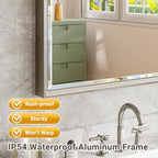 48 x 24 Brushed Nickel Bathroom Mirror, Beveled Framed Rectangle, Shatterproof - Image 4