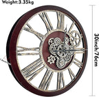 The B-Style Large Real Moving Gears Wall Clock 30 inch Rustic Retro Industrial - Image 4