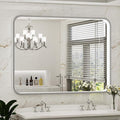LED Bathroom Mirror with Lights, 48x36 Inch Brushed Silver Framed Lighted by FTOTI