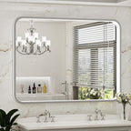 LED Bathroom Mirror with Lights, 48x36 Inch Brushed Silver Framed Lighted by FTOTI