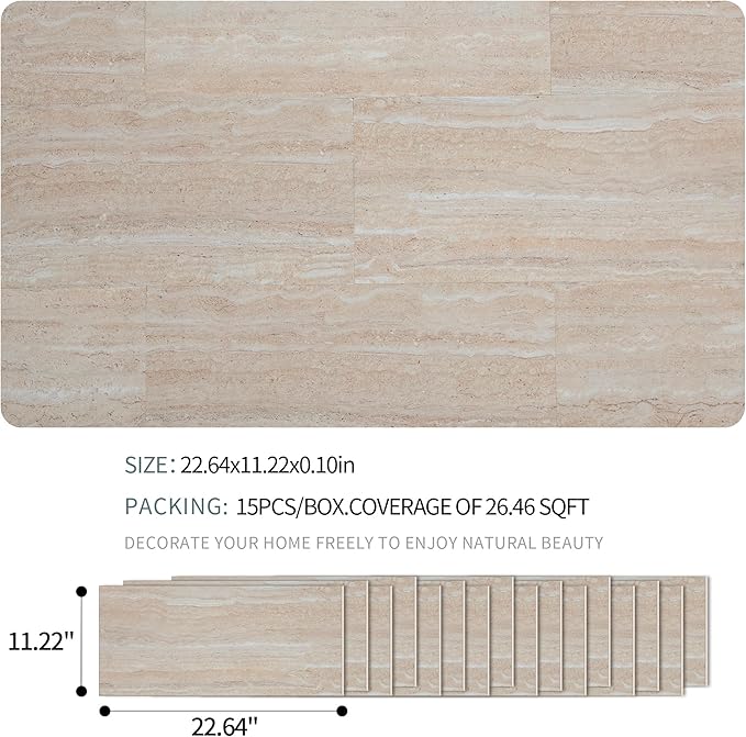 SINGULARWOOD 15pcs/26.46 sq ft Soft Stone Wall Tiles, Flexible Rock Travertine - Image 3