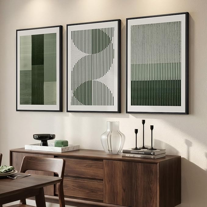 Large Framed Green Abstract Wall Art - Image 2
