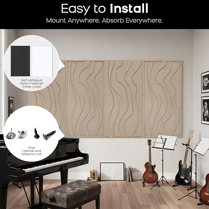 BUBOS 4 Pack Large Acoustic Panels, Total-Size 47.2 x 23.6 Inches Soundproof - Image 8