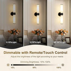 Morauroral Black Battery Operated Wall Sconces Set of 2, Rechargeable Wall - Image 2