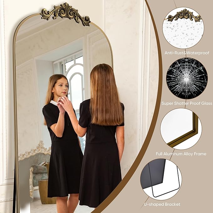 Antok Arched Full Length Mirror, Standing/Wall Hanging Large Mirror - Image 4