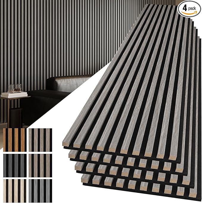 Art3d 4-Pack 108" x 12" Acoustic Wood Panels by Art3d