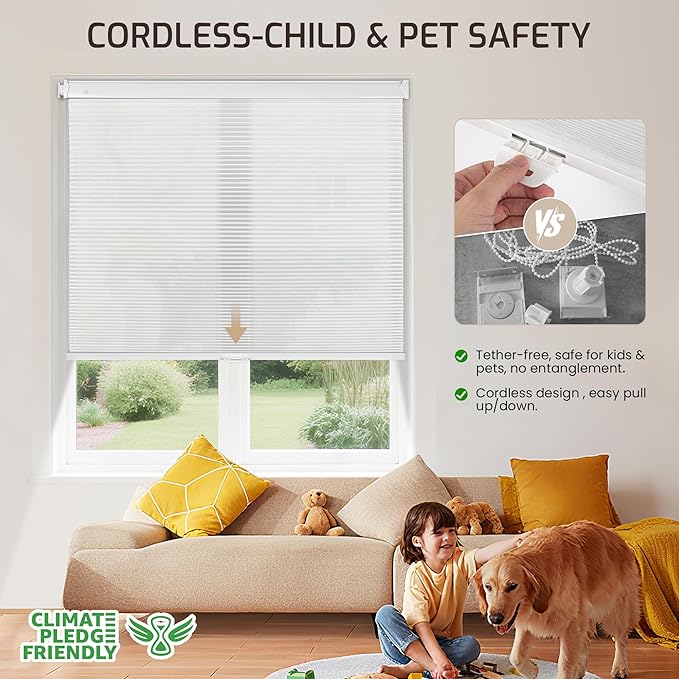 Grandekor No Drill No Tools Cordless Cellular Shades, 45.5" W x 64" H, Light - Image 4
