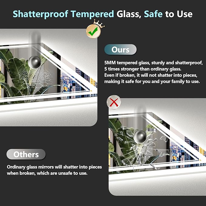 60x36 LED Bathroom Mirror with Lights, Backlit and Front Lit Anti-Fog Lighted - Image 7