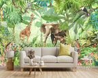 -Green Rainforest Plants Animals Tiger Cloth Wallpaper Jungle Plants Banana - Image 2