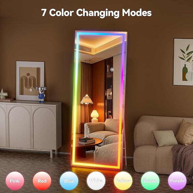 Hasipu 79"x35" LED RGB Bluetooth Full Length Mirror - Image 8