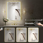 20X28 Inch Framed LED Lighted Bathroom Mirror, Wall Mounted Gold Metal Vanity - Image 3