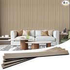 Wood Slat Wall Panels 4 Pack 94.5" x 7.9", Acoustic Wooden Panel by LARWORKS