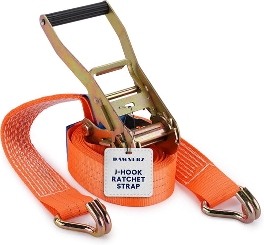 2 Inch x 20 Ft Heavy Duty Ratchet Straps - 6600 Lb Breaking Strength Tie Downs with Double J Hook for Trucks & Trailers