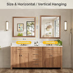 36x32 Inch Bathroom Mirror for Wall, Anti-Rust Walnut Wood Grain Metal Framed - Image 7