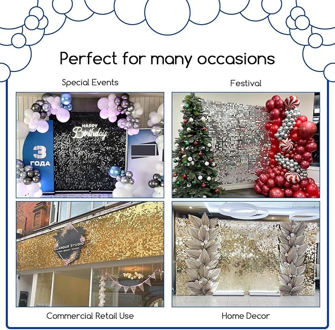 COKAOBE Mirror White Shimmer Wall Backdrop, Photo Backdrops - Image 4