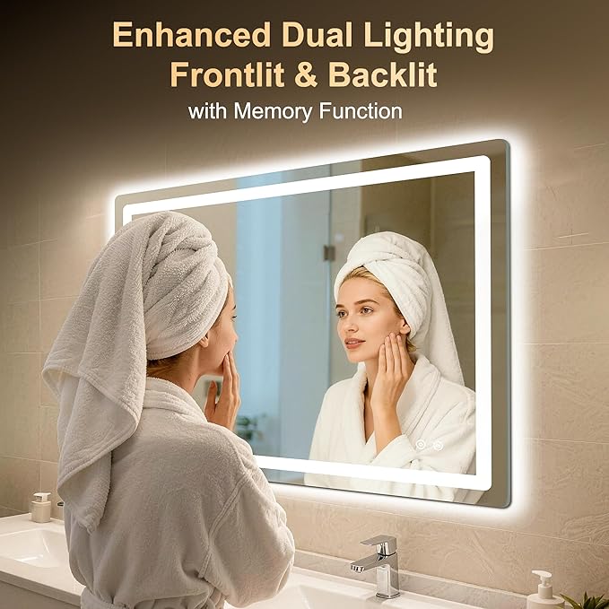 LED Bathroom Mirror, Smart Anti-Fog, Stepless Dimmable - Image 3