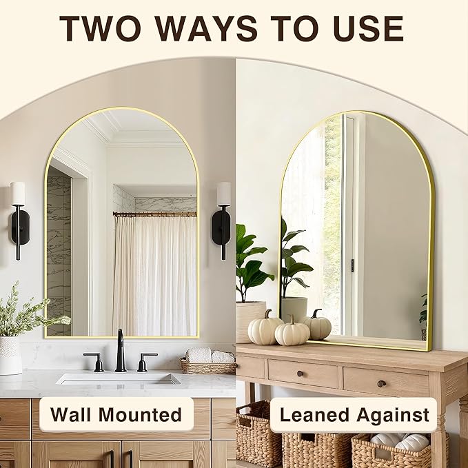 Vanity Bathroom Mirror for Wall, 2 Pack 36”x24” Arched Bathroom Mirror for Over - Image 6