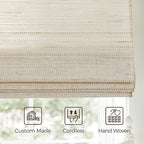 TWOPAGES Woven Bamboo Cordless Roman Shades, Custom No Drill or Motorized Blinds - Image 4