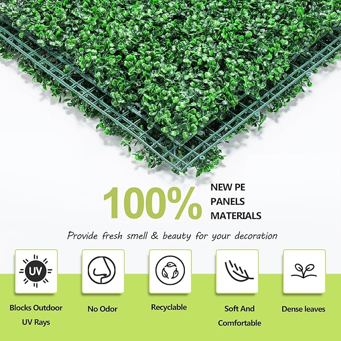 AOKIE 20"X20" Artificial Grass Wall, Party Garden Fence Decor - Image 3