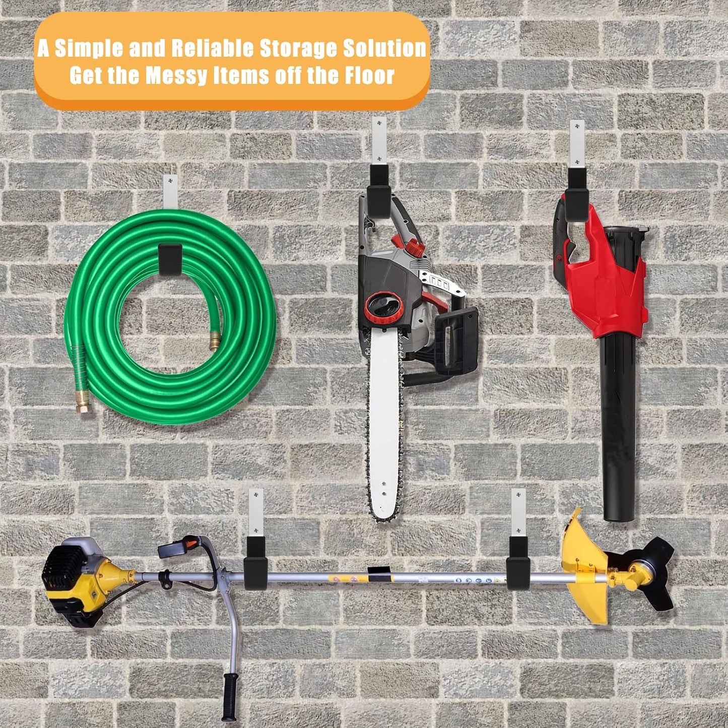 Heavy Duty Utility Hooks for Storage Wall Mount,Garage Wall Hooks for Hose, Bike, Ladder, Chainsaw, Leaf Blower Hanger (8 Small)