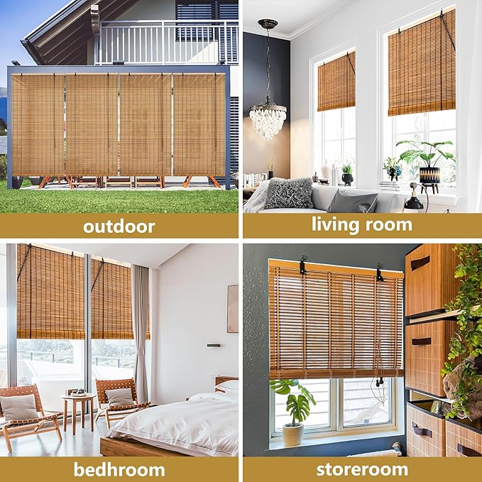 72x72 Inch Bamboo Blinds for Interior Windows, UV Protection Roman Bamboo - Image 5