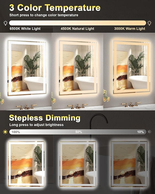30x36 LED Bathroom Mirror with Lights, Super Bright Front & Backlit Vanity - Image 2