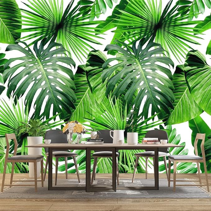 Tropical Green Botanical Leaf Wallpaper Bedroom Plant Mural Room Decor Living - Image 3