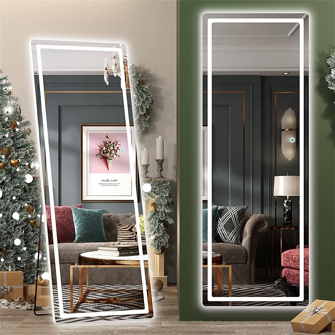Hasipu Full Length Mirror with Lights, Full Body Dressing Standing, Hanging by Whatssuitableisthebest