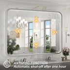 40x30 Inch LED Mirror for Bathroom, Brushed Sliver Metal Frame Lighted Vanity - Image 4