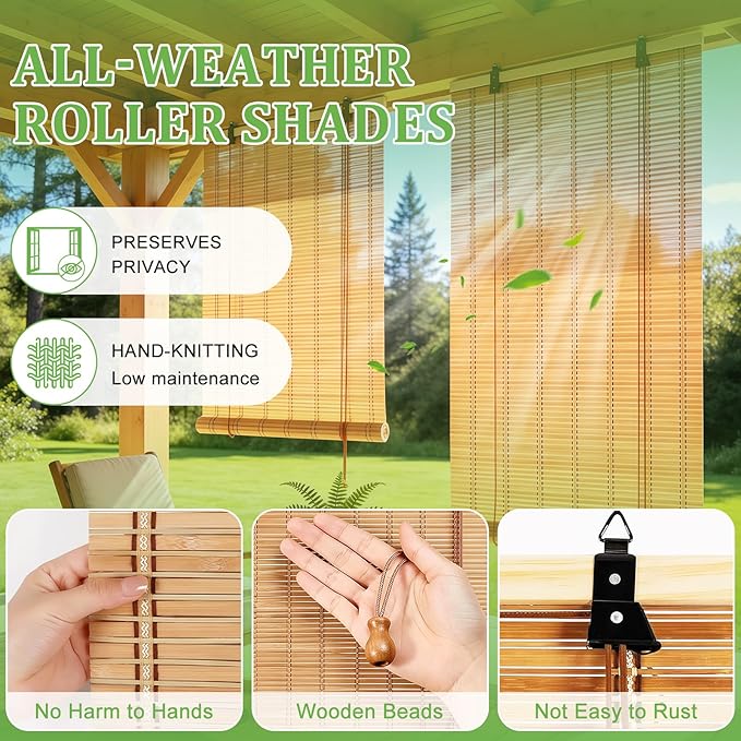 Bamboo Blinds 72x48 inch Bamboo Roman Shades - Image 2
