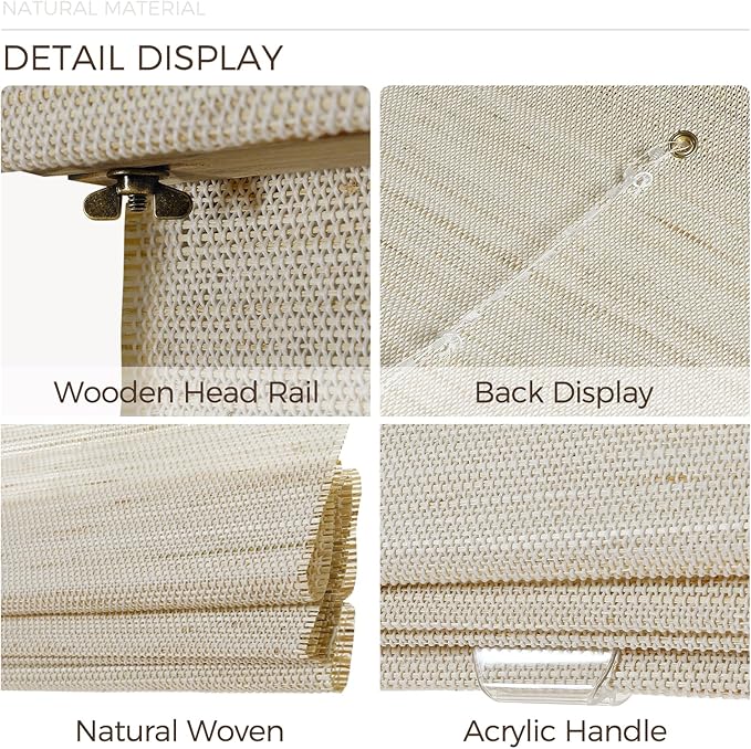 TWOPAGES Woven Bamboo Cordless Roman Shades, Custom No Drill or Motorized Blinds - Image 6