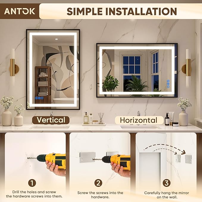 Antok 48X36 LED Bathroom Mirror - Image 8