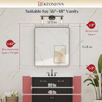 Keonjinn Black Bathroom Mirror for Over Sink, 32 x 36 Inch Rounded Rectangle - Image 8