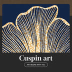 Framed Modern Luxury Wall Art for Living Room, Large Navy Blue and Gold Ginkgo - Image 8