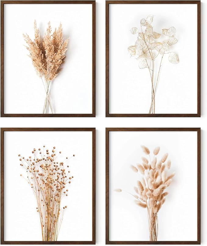HAUS AND HUES Brown Plant Set of 4-16x20 Framed Walnut by HausandHuesArtPrints