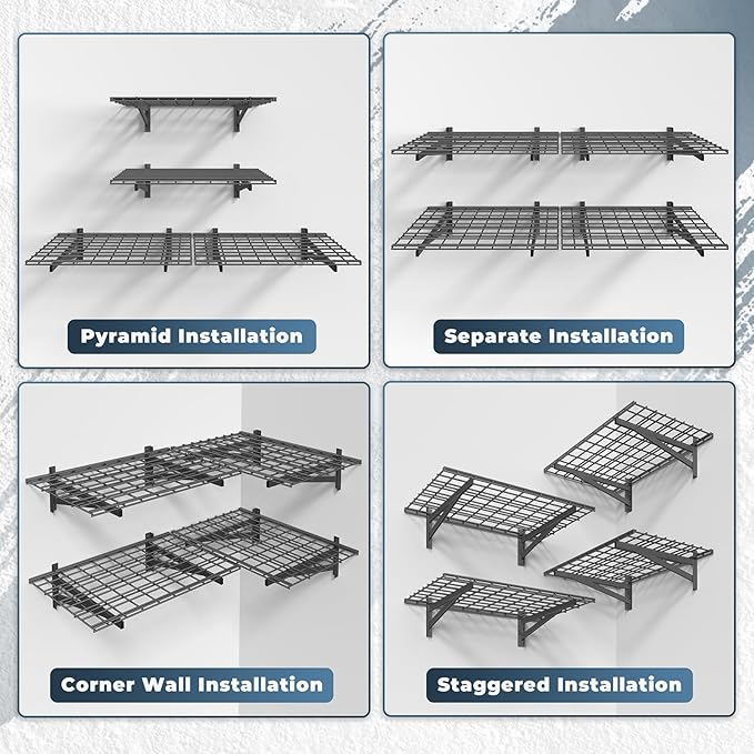 Jusgym 4 Pack Heavy Duty Garage Wall Shelving Set, Wall Mounted Garage Shelves - Image 9
