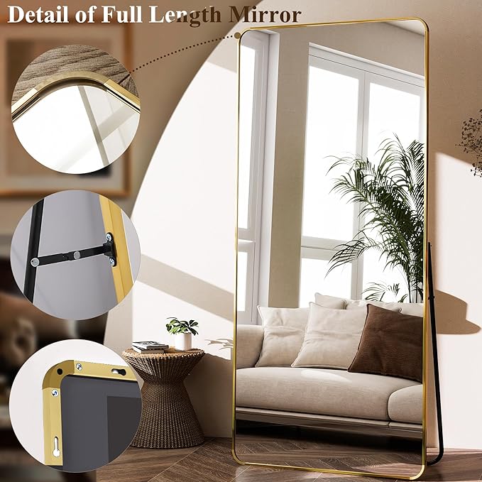 BEAUTYPEAK Gold Full Length Mirror, Suitable - Image 4