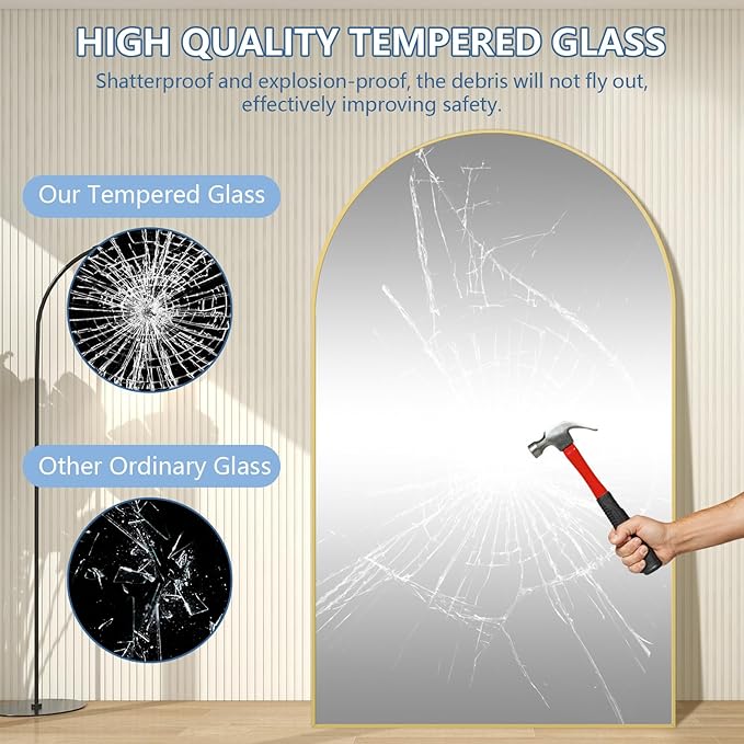 Large Mirror Full Length 76"X44", Oversized Arched Floor Mirror - Image 8