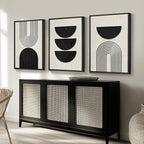 Framed Boho Wall Art for Living Room, Large 3 Piece Neutral Geometric Black and - Image 8