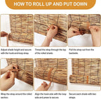 DoubleFill 2 Pcs Bamboo Shades Outdoor Reed Roll Up Blinds 72" W x 72" H - Image 3